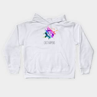 Crit Happens - rainbow & black - LGBTQ+ ttrpg dice Kids Hoodie